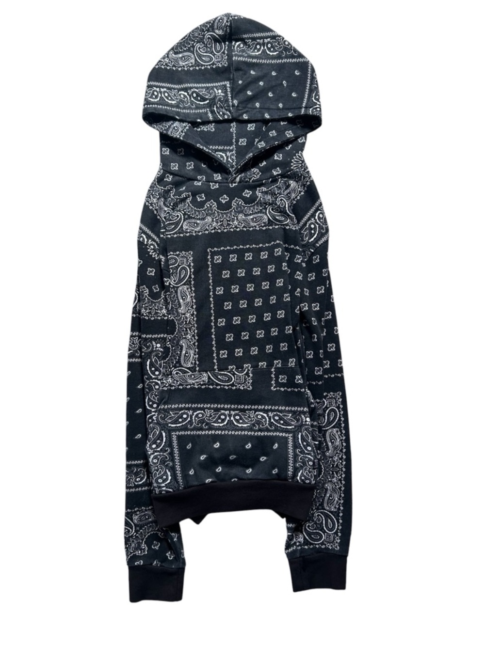saint laurent x raf simon’s x paisley black and white slim fit hoodie